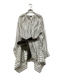 VERMEIL par iena（ヴェルメイユ パー イエナ）の古着「THOMASMASONストライプスクエアヘムシャツ」｜ブラウン