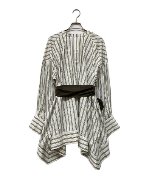 VERMEIL par iena（ヴェルメイユ パー イエナ）VERMEIL par iena (ヴェルメイユ パー イエナ) THOMASMASONストライプスクエアヘムシャツ ブラウン サイズ:‐の古着・服飾アイテム