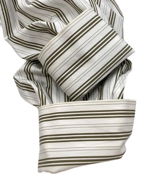 VERMEIL par iena（ヴェルメイユ パー イエナ）VERMEIL par iena (ヴェルメイユ パー イエナ) THOMASMASONストライプスクエアヘムシャツ ブラウン サイズ:‐の古着・服飾アイテム