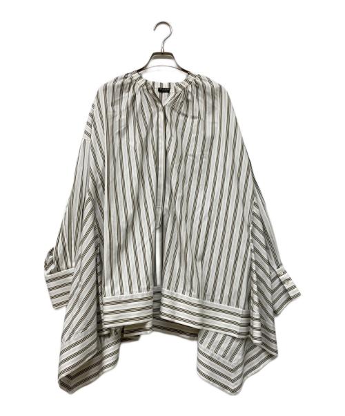 VERMEIL par iena（ヴェルメイユ パー イエナ）VERMEIL par iena (ヴェルメイユ パー イエナ) THOMASMASONストライプスクエアヘムシャツ ブラウン サイズ:‐の古着・服飾アイテム