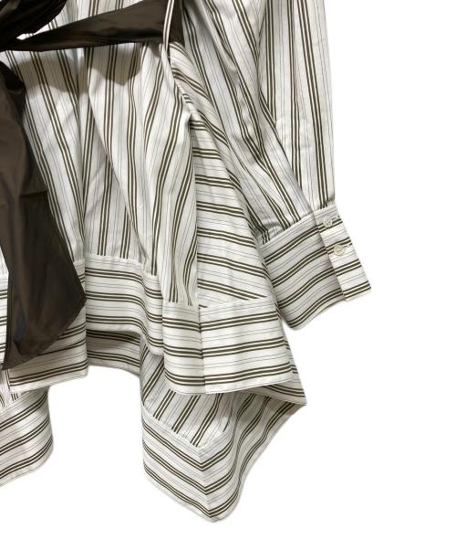 VERMEIL par iena（ヴェルメイユ パー イエナ）VERMEIL par iena (ヴェルメイユ パー イエナ) THOMASMASONストライプスクエアヘムシャツ ブラウン サイズ:‐の古着・服飾アイテム