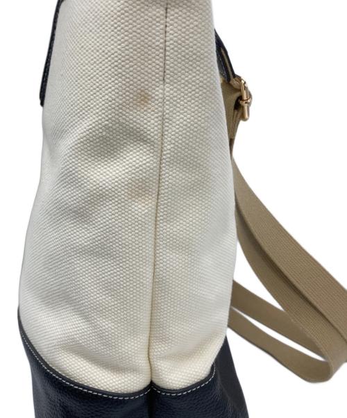 NEWYORKER（ニューヨーカー）NEWYORKER (ニューヨーカー) レザーキャンバス切替2WAYトートバッグ ナチュラル×ブラックの古着・服飾アイテム