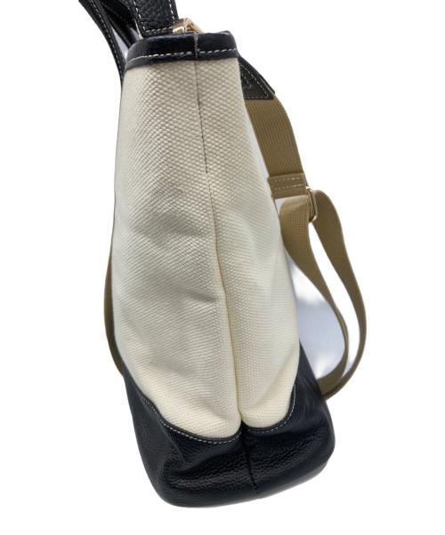 NEWYORKER（ニューヨーカー）NEWYORKER (ニューヨーカー) レザーキャンバス切替2WAYトートバッグ ナチュラル×ブラックの古着・服飾アイテム