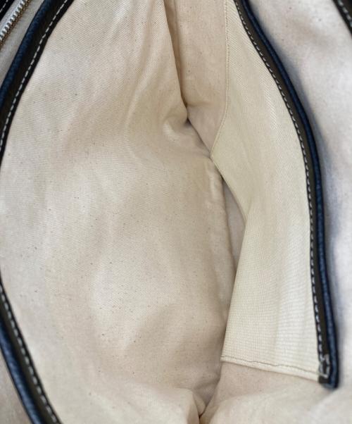 NEWYORKER（ニューヨーカー）NEWYORKER (ニューヨーカー) レザーキャンバス切替2WAYトートバッグ ナチュラル×ブラックの古着・服飾アイテム