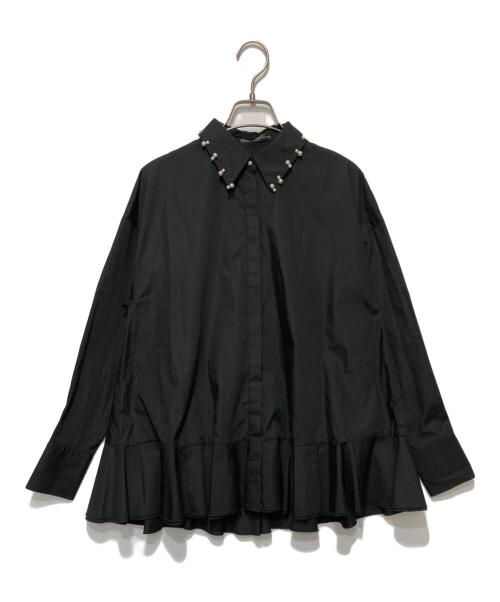 TSURU by MARIKO OIKAWA（ツルバイマリコオイカワ）TSURU by MARIKO OIKAWA (ツルバイマリコオイカワ) Pirouette パールペプラムブラウス ブラック サイズ:-の古着・服飾アイテム