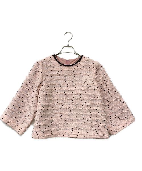 M Maglie le cassetto（エム マーリエ ル カセット）M Maglie le cassetto (エム マーリエ ル カセット) ツイードブラウス ピンク サイズ:7の古着・服飾アイテム