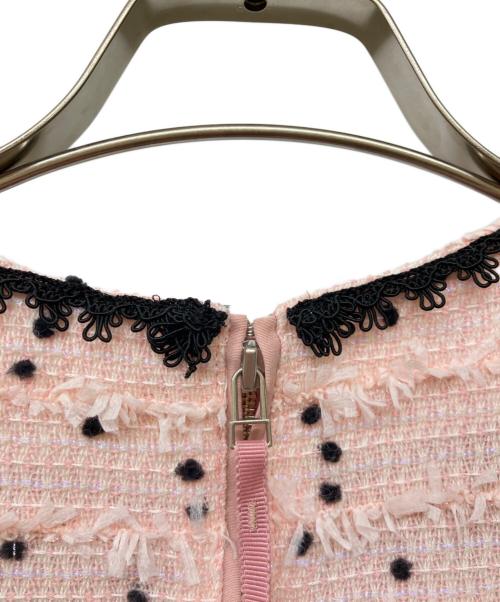 M Maglie le cassetto（エム マーリエ ル カセット）M Maglie le cassetto (エム マーリエ ル カセット) ツイードブラウス ピンク サイズ:7の古着・服飾アイテム