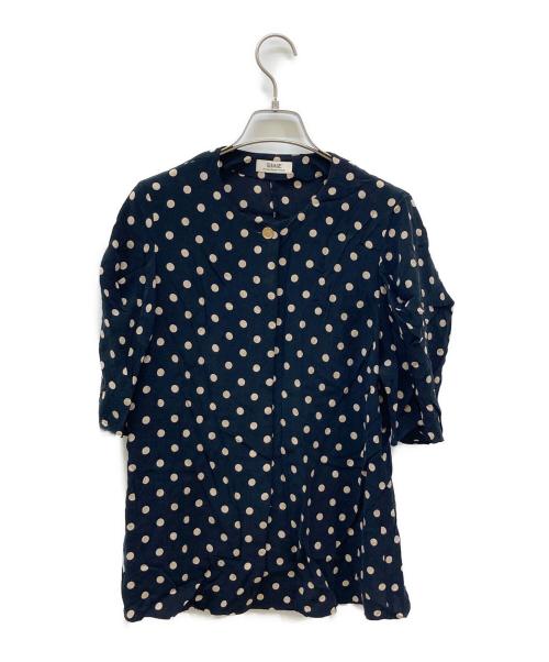 journal standard L'essage（ジャーナルスタンダード レサージュ）journal standard L'essage (ジャーナルスタンダード レサージュ) IPEKERタックハーフスリーブブラウス ブラック サイズ: Freeの古着・服飾アイテム