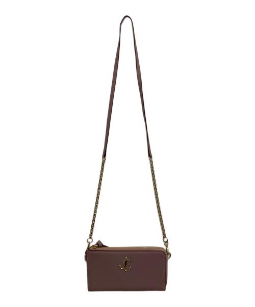 JIMMY CHOO（ジミーチュウ）JIMMY CHOO (ジミーチュウ) チェーンショルダーウォレット ピンクベージュの古着・服飾アイテム