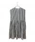 maison de soil (メゾンドソイル) 80'Sパワールームリネンランダムストライプフレンチスリーブバックオープニングドレス グレー サイズ:1：18000円