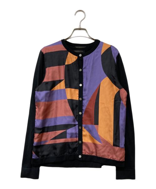 DAMA collection（ダーマコレクション）DAMA collection (ダーマコレクション) アンサンブルドッキングシルクカーディガン パープル×ブラック サイズ:Lの古着・服飾アイテム