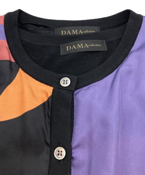 DAMA collection（ダーマコレクション）DAMA collection (ダーマコレクション) アンサンブルドッキングシルクカーディガン パープル×ブラック サイズ:Lの古着・服飾アイテム