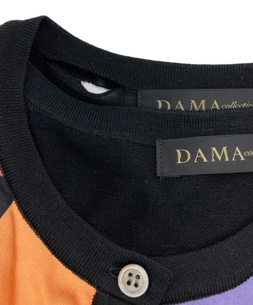 DAMA collection（ダーマコレクション）DAMA collection (ダーマコレクション) アンサンブルドッキングシルクカーディガン パープル×ブラック サイズ:Lの古着・服飾アイテム