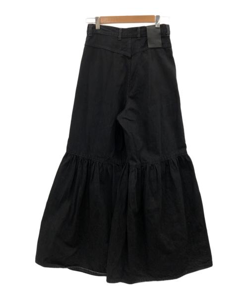 LIVINGTONE（リヴィントーン）LIVINGTONE (リヴィントーン) ギャザー ワイドデニムパンツ ブラック サイズ:38の古着・服飾アイテム