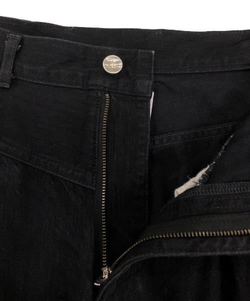 LIVINGTONE（リヴィントーン）LIVINGTONE (リヴィントーン) ギャザー ワイドデニムパンツ ブラック サイズ:38の古着・服飾アイテム