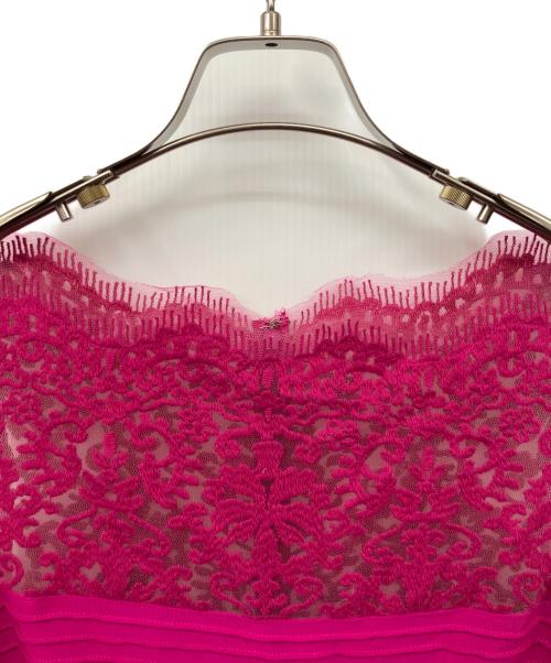 TADASHI SHOJI（タダシ ショージ）TADASHI SHOJI (タダシ ショージ) レース切替ニットワンピース パープル サイズ:XSの古着・服飾アイテム