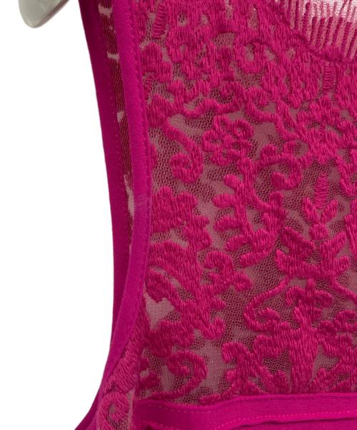 TADASHI SHOJI（タダシ ショージ）TADASHI SHOJI (タダシ ショージ) レース切替ニットワンピース パープル サイズ:XSの古着・服飾アイテム