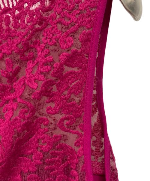 TADASHI SHOJI（タダシ ショージ）TADASHI SHOJI (タダシ ショージ) レース切替ニットワンピース パープル サイズ:XSの古着・服飾アイテム