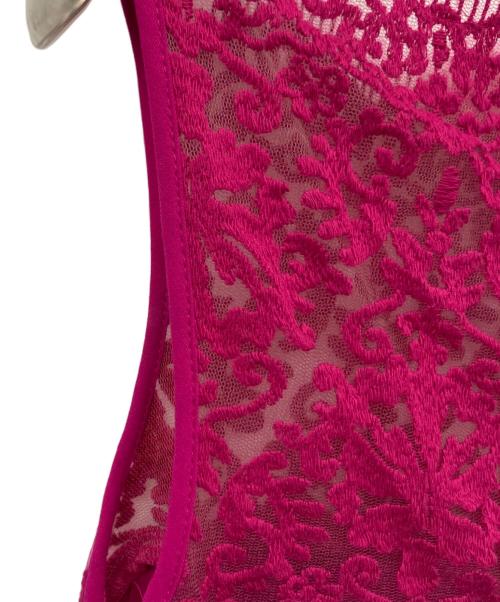 TADASHI SHOJI（タダシ ショージ）TADASHI SHOJI (タダシ ショージ) レース切替ニットワンピース パープル サイズ:XSの古着・服飾アイテム