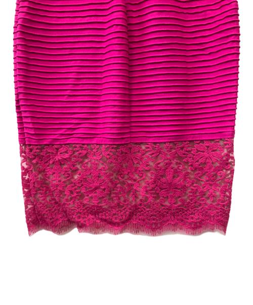 TADASHI SHOJI（タダシ ショージ）TADASHI SHOJI (タダシ ショージ) レース切替ニットワンピース パープル サイズ:XSの古着・服飾アイテム