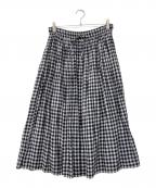 SOILソイル）の古着「ビッグギンガムチェックギャザースカート」｜ブラック