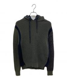 DIESEL（ディーゼル）の古着「切替ニットパーカー」｜カーキ