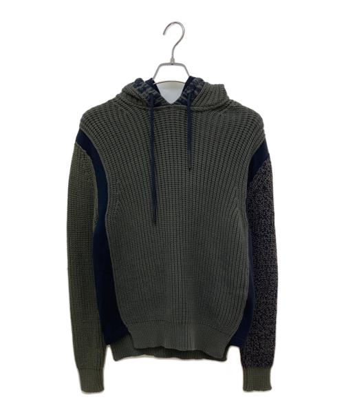 DIESEL（ディーゼル）DIESEL (ディーゼル) 切替ニットパーカー カーキ サイズ:Sの古着・服飾アイテム