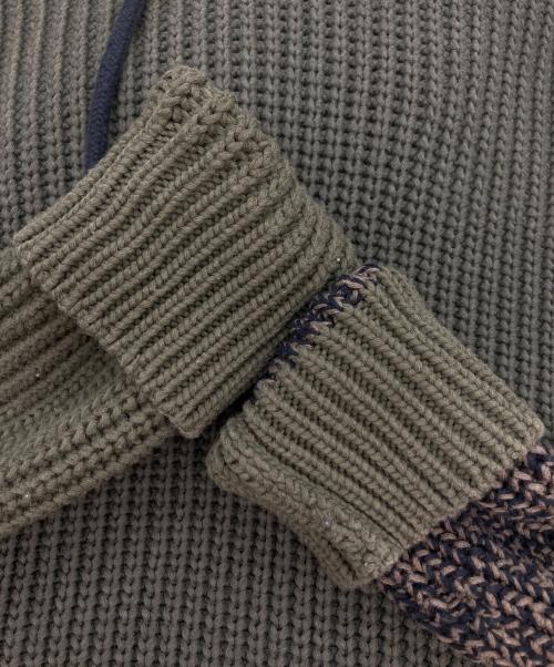 DIESEL（ディーゼル）DIESEL (ディーゼル) 切替ニットパーカー カーキ サイズ:Sの古着・服飾アイテム