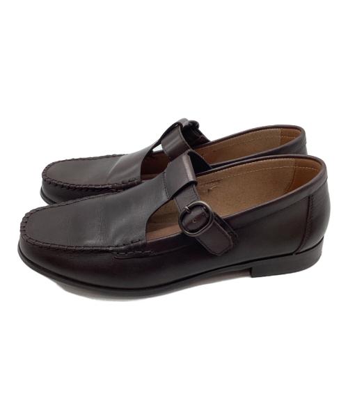 Whoop-de-doo（フープディドゥ）Whoop-de-doo (フープディドゥ) WASH (ウォッシュ) Tストラップローファー ブラウン サイズ:39の古着・服飾アイテム