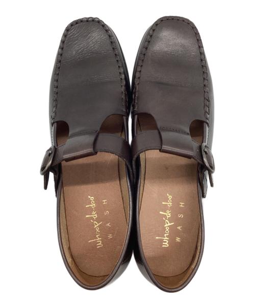 Whoop-de-doo（フープディドゥ）Whoop-de-doo (フープディドゥ) WASH (ウォッシュ) Tストラップローファー ブラウン サイズ:39の古着・服飾アイテム