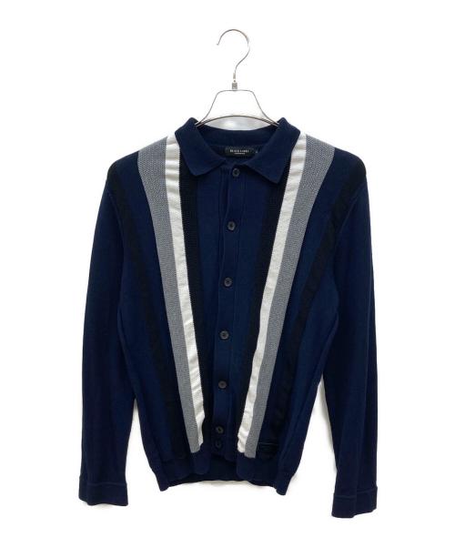 BLACK LABEL CRESTBRIDGE（ブラックレーベル クレストブリッジ）BLACK LABEL CRESTBRIDGE (ブラックレーベル クレストブリッジ) ストライプニットカーディガン ネイビー サイズ:Mの古着・服飾アイテム
