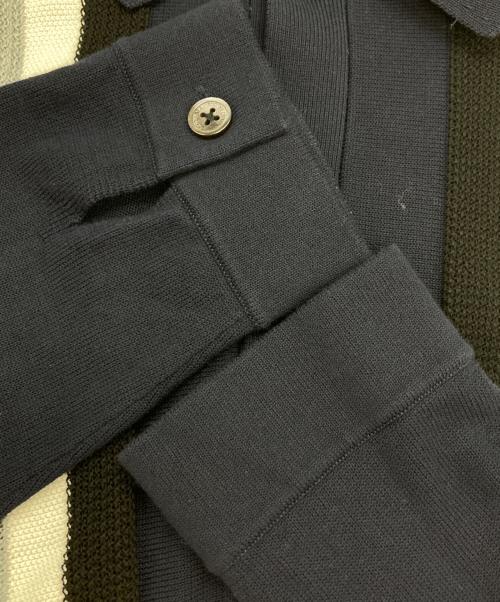 BLACK LABEL CRESTBRIDGE（ブラックレーベル クレストブリッジ）BLACK LABEL CRESTBRIDGE (ブラックレーベル クレストブリッジ) ストライプニットカーディガン ネイビー サイズ:Mの古着・服飾アイテム