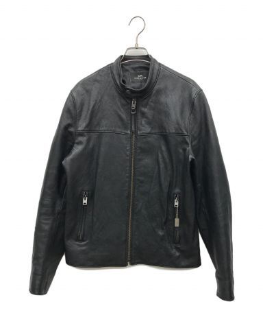 COACH 黒 レザー シングルライダースジャケット COACH ブラック レザー シングルライダースジャケット COACH コーチ