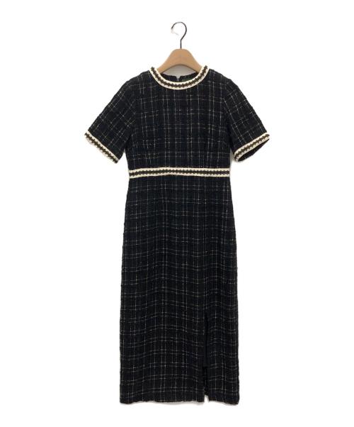 LeJa（レジャ）LeJa (レジャ) ツイード柄ハイウエストワンピースドレス ブラック サイズ:-の古着・服飾アイテム