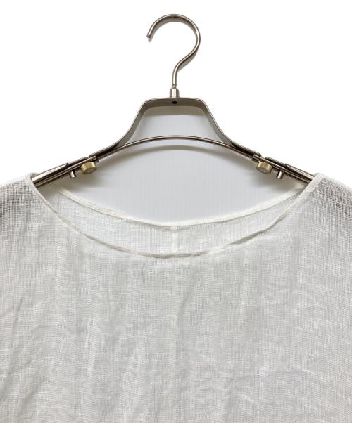 BABYLONE（バビロン）BABYLONE (バビロン) カラミメッシュボートネックブラウス ホワイト サイズ:Fの古着・服飾アイテム