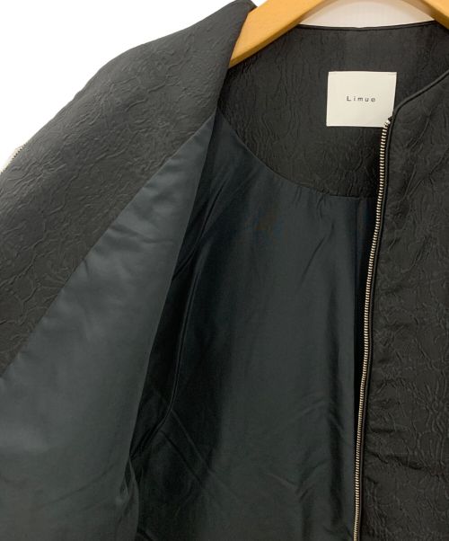 Limue（リミュ）Limue (リミュ) ジャガード中綿ノーカラーブルゾン ブラック サイズ:FREEの古着・服飾アイテム