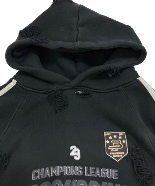 masonprince（メゾンプリンス）MASONPRINCE (メゾンプリンス) ラグランサイドラインダメージ加工パーカー ブラック サイズ:2の古着・服飾アイテム