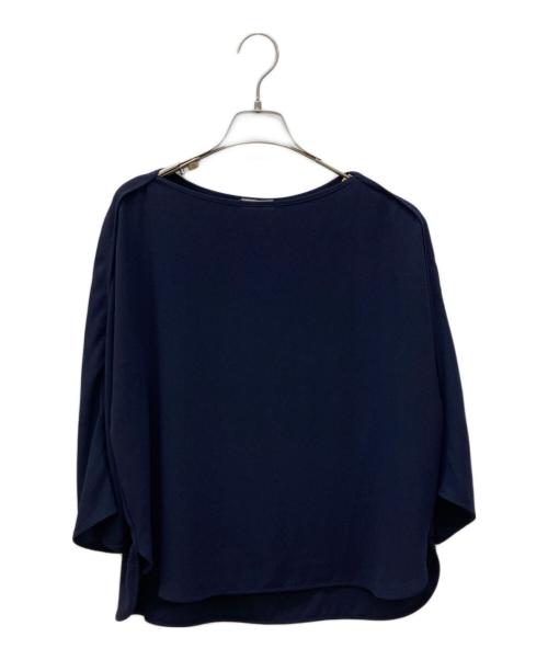DES PRES（デ プレ）DES PRES (デ プレ) ジャージーライクジョーゼット ボートネックブラウス ネイビー サイズ:FREEの古着・服飾アイテム