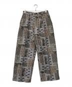 MAISON SPECIALメゾンスペシャル）の古着「パッチワークジャガードワンタックワイドパンツ」｜ブラウン