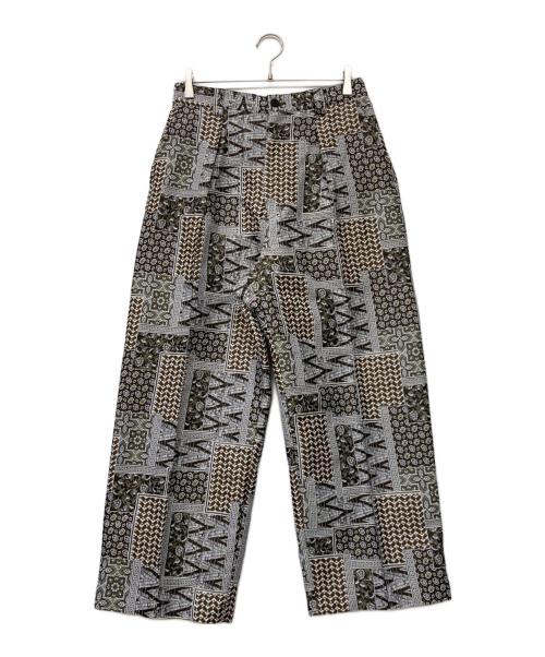 MAISON SPECIAL（メゾンスペシャル）MAISON SPECIAL (メゾンスペシャル) パッチワークジャガードワンタックワイドパンツ ブラウンの古着・服飾アイテム