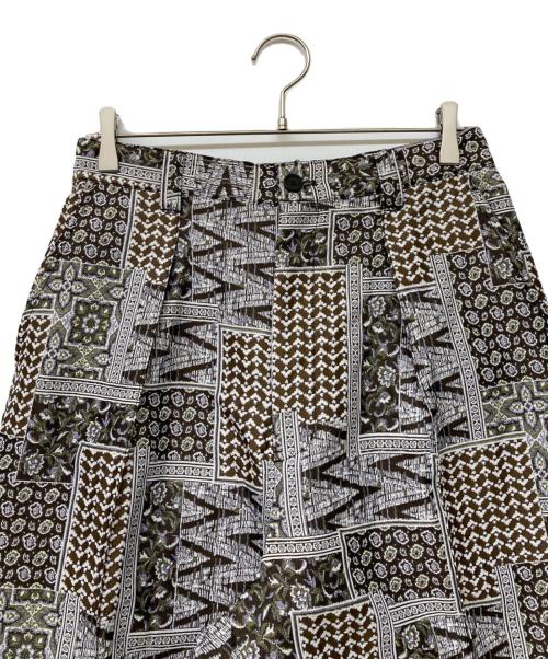 MAISON SPECIAL（メゾンスペシャル）MAISON SPECIAL (メゾンスペシャル) パッチワークジャガードワンタックワイドパンツ ブラウンの古着・服飾アイテム