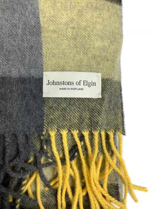 JOHNSTONS OF ELGIN（ジョンストンズオブエルガン）JOHNSTONS OF ELGIN (ジョンストンズオブエルガン) カシミヤチェックストール グレー×イエローの古着・服飾アイテム