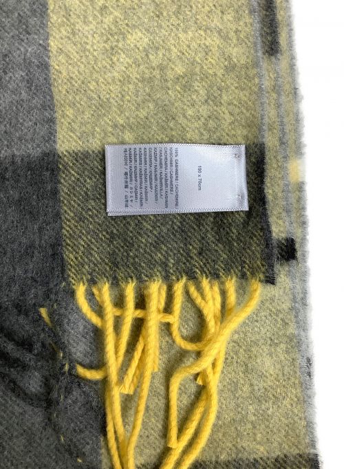 JOHNSTONS OF ELGIN（ジョンストンズオブエルガン）JOHNSTONS OF ELGIN (ジョンストンズオブエルガン) カシミヤチェックストール グレー×イエローの古着・服飾アイテム