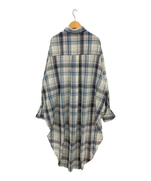la belle etude（ラベルエチュード）la belle etude (ラベルエチュード) アシンメトリーチェックシャツ ブルー サイズ:Fの古着・服飾アイテム