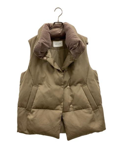 La TOTALITE（ラ ト―タリテ）La TOTALITE (ラ ト―タリテ) グログランダウンベスト ベージュ サイズ:FREEの古着・服飾アイテム