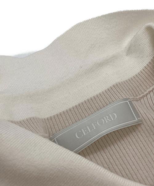 CELFORD（セルフォード）CELFORD (セルフォード) ロゴ刺繍リブニットプルオーバー ベージュ サイズ:36の古着・服飾アイテム
