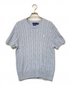 POLO RALPH LAURENポロ・ラルフローレン）の古着「QRタグ  SS CBL T-SHORT SLEEVE-SWEATER」｜スカイブルー