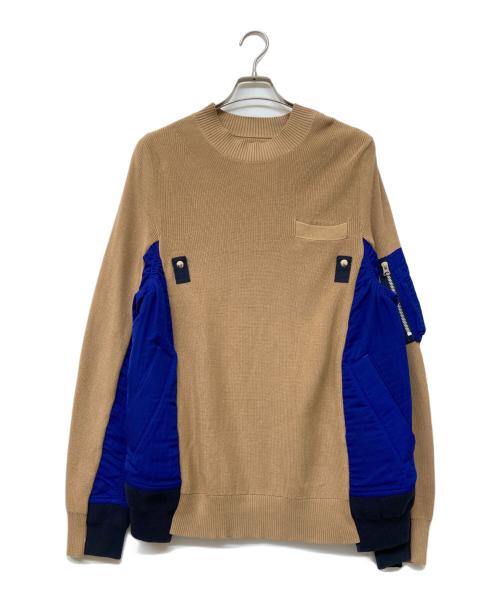sacai（サカイ）sacai (サカイ) 19SS SWITCHED PULLOVER KNIT SWEATER ベージュ×ブルー サイズ:3の古着・服飾アイテム