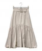 Snidelスナイデル）の古着「ベルトオンギャザーフレアスカート」｜ベージュ