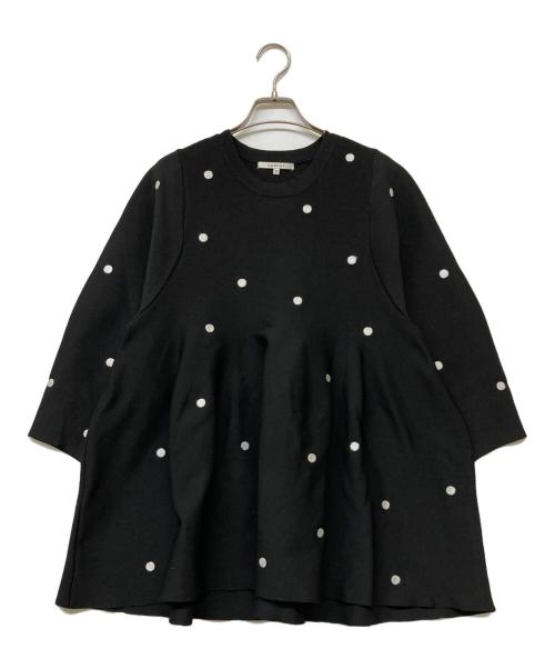 CADUNE（カデュネ）CADUNE (カデュネ) ドットペプラムニット ブラック サイズ:38の古着・服飾アイテム